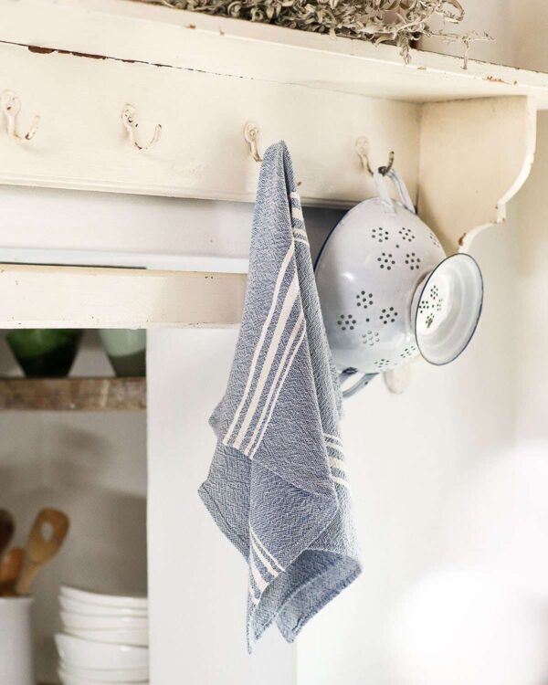 Small Contemporary Towel With Variegated Stripes, Indigo, view 3