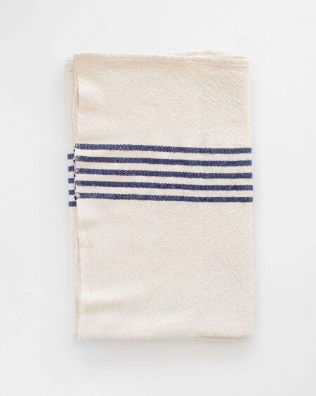Large Country Towel With Stripes On Ends (Navy)