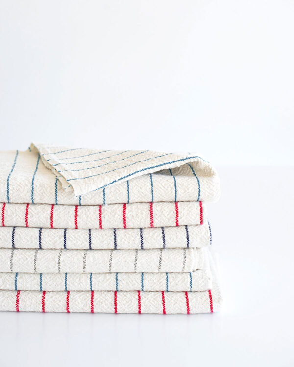Large Country Towel With Pinstripes, Charcoal, view 4