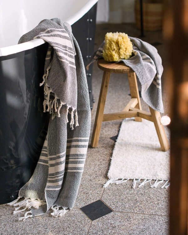 Large Contemporary Towel With Variegated Stripes, Charcoal, view 2