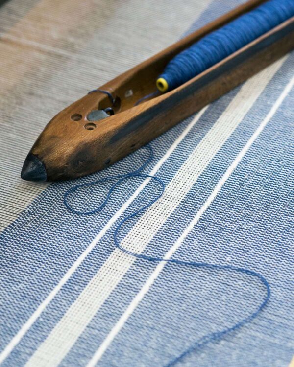Small Contemporary Towel With Variegated Stripes, Indigo, view 2