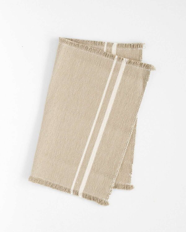 Contemporary Placemat With Stripes On Ends, Stone