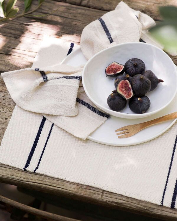 Country Placemat With Stripes On Ends, Navy, view 3