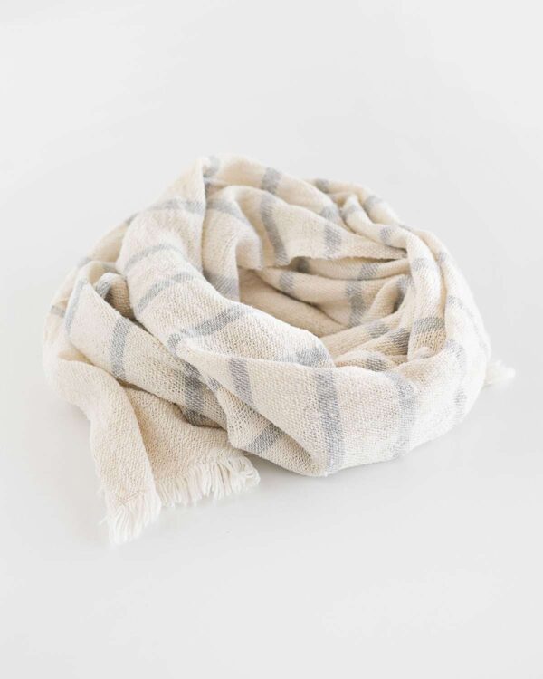 Country Scarf With Stripes Throughout, Grey