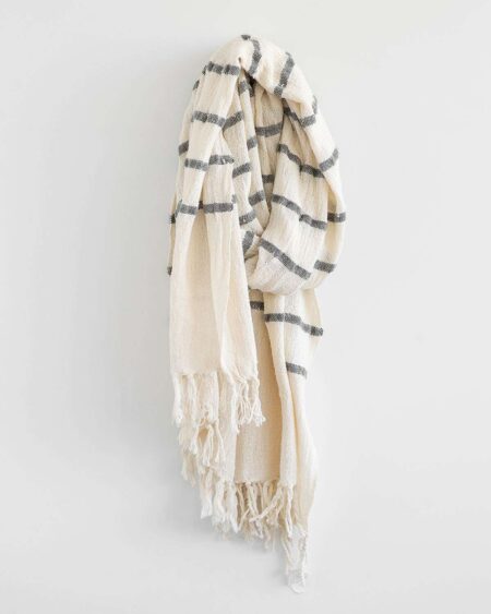 Country Shawl With Stripes Throughout (Charcoal)