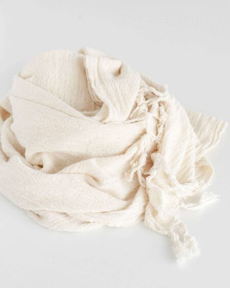 Country Shawl With Stripes On Ends (Natural)