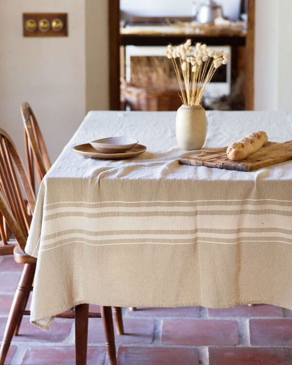 Contemporary Table Cloth With Variegated Stripes, view 4