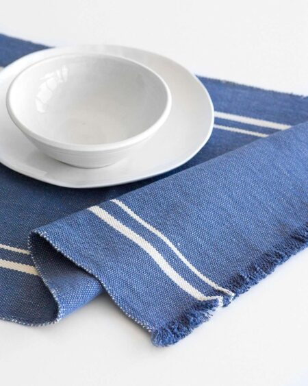 Contemporary Table Runner With Stripes (Indigo)