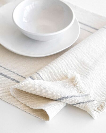 Country Table Runner With Stripes (Grey)