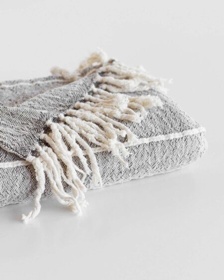 Contemporary Throw With Variegated Stripes (Charcoal)
