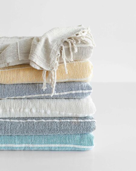 Contemporary Throw With Variegated Stripes