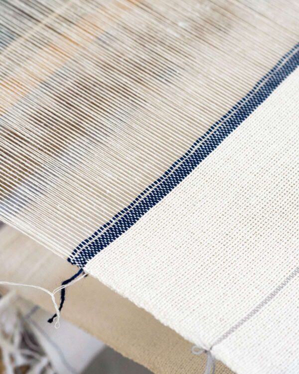 Large Country Towel With Pinstripes, Navy, view 3