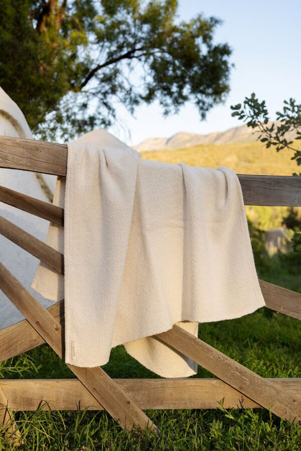 Thick Weave Knee Blanket, Natural, view 3