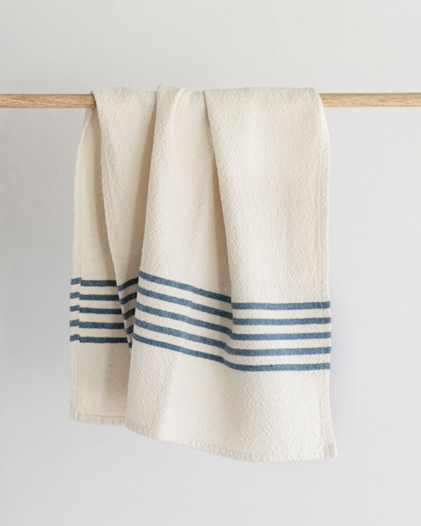 Medium Country Towel With Stripes On Ends, Denim