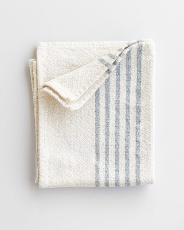 Medium Country Towel With Stripes On Ends, Grey