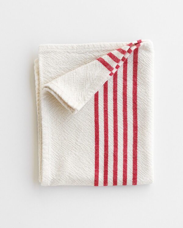 Medium Country Towel With Stripes On Ends, Red