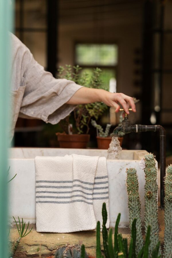 Medium Country Towel With Stripes On Ends, Grey, view 4